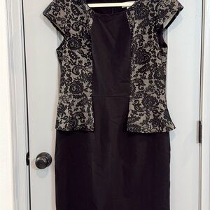 Shelby & Palmer Black and Cream Lace Midi Dress